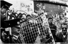 The Fall of the Berlin Wall. Checkpoint Charlie, West Berlin, West Germany, 1989.