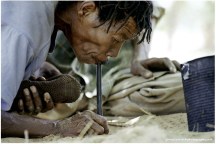Smoking Bushman, Kadwane Refugee Camp, Central Kalahari Game Reserve, Botswana,&nbsp;2006.